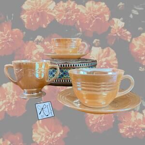 Vintage Fire-King Ware USA Peach Lusterware 5-pc